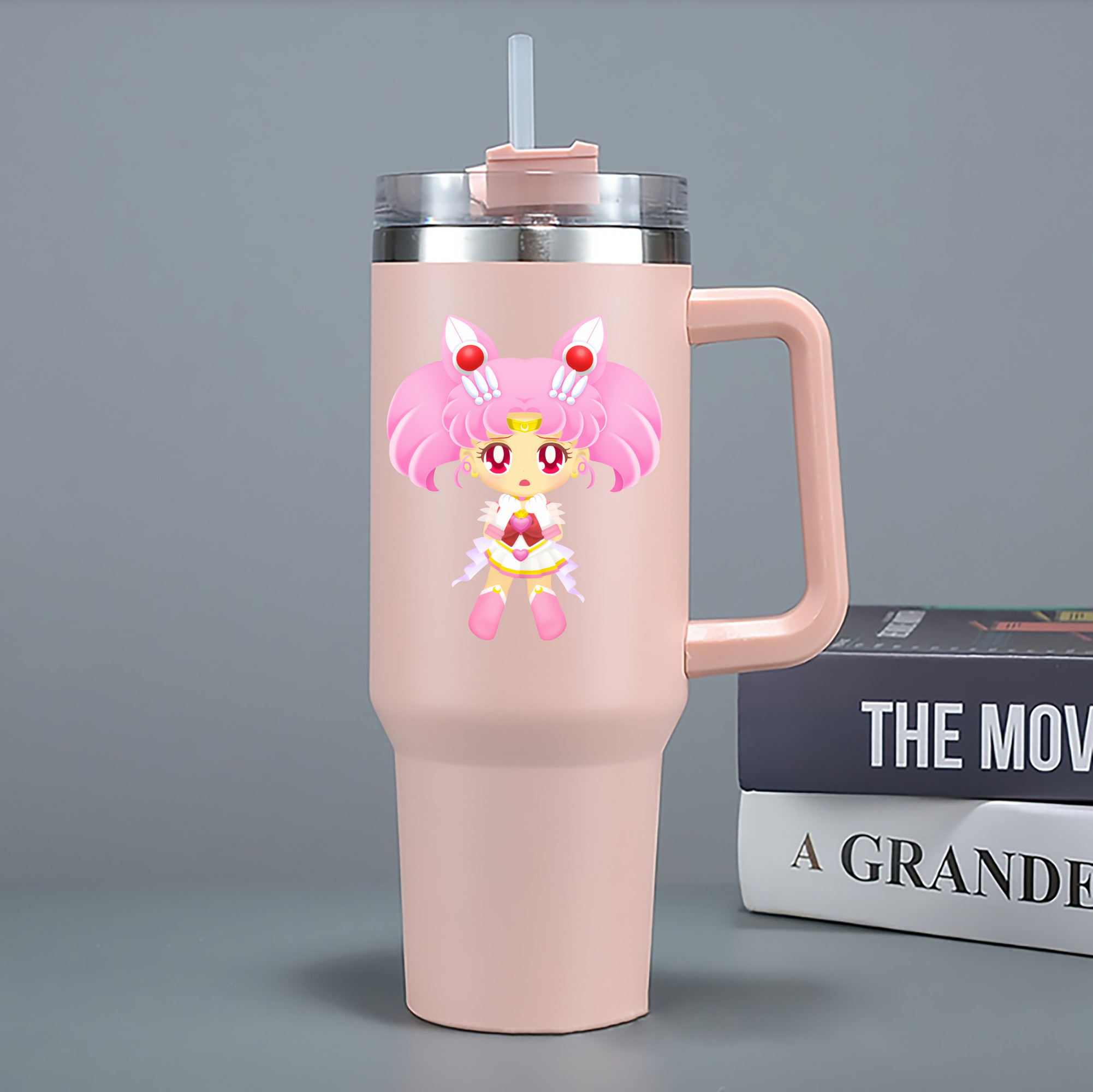 （画像用） 美少女戦士セーラームーン ちびうさ Sailor Moon Chibiusa Tsukino Usagi Small Lady Serenity 1200mL車用タンブラー - クリスタルステッカー（プラスチックストロー付き）